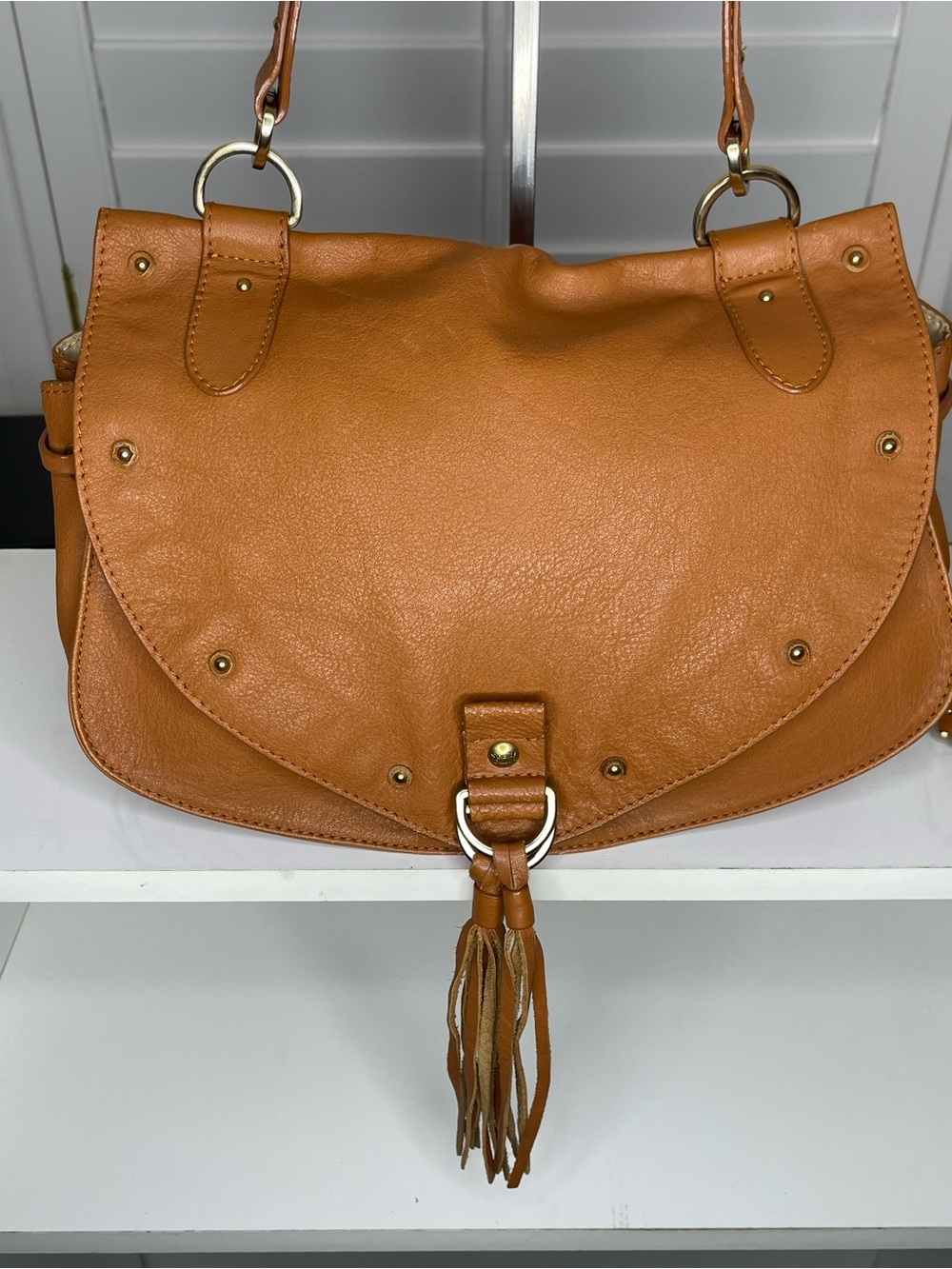 See By Chloe Cognac Brown Leather Tassel Saddle Shoulder Bag - Picture 3 of 16